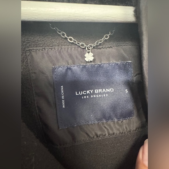 NWOT 🍀 Lucky Brand Mixed Media Quilted Faux Shearling Jacket Black - Picture 3 of 9